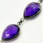 Load image into Gallery viewer, Hydro Amethyst Quartz Pear Shape Bezel Oxidized Wire Chain.