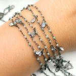 Load image into Gallery viewer, Coated Green Quartz & CZ Dangle Oxidized Wire Chain