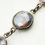 Load image into Gallery viewer, Coated Chocolate Moonstone Round Shape Bezel Oxidized Wire Chain.