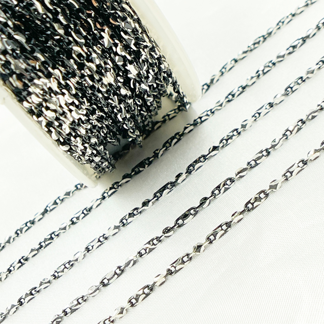 Black Rhodium 925 Sterling Silver Diamond Cut Bars