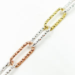 Load image into Gallery viewer, Sterling White Silver Gold and Rose Plated Diamond Cut Paperclip Chain