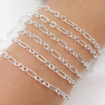 Load image into Gallery viewer, Sterling Silver Textured Long and Short Link Chain