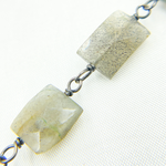 Load image into Gallery viewer, Labradorite Rectangular Shape Oxidized Wire Chain