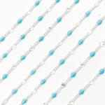 Load image into Gallery viewer, Sterling Silver Turquoise Color Enamel Marina Link Chain