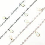 Load image into Gallery viewer, Created White Opal Tear Drop Shape Dangle Chain