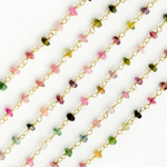 Load image into Gallery viewer, Multi Tourmaline Gold Plated Wire Chain