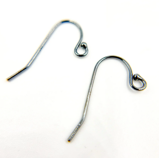 Oxidized Sterling Silver Ball End Ear Wire