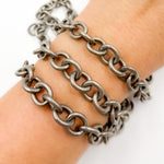 Load image into Gallery viewer, Oxidized Sterling Silver Smooth Cable Chain