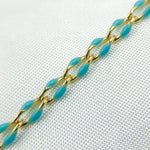 Load image into Gallery viewer, Sterling Silver Gold Plated Turquoise Enamel Cable Link Chain