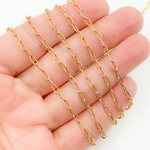 Load image into Gallery viewer, 925 Sterling Silver Gold Plated Smooth & White Silver Side Paperclip Chain.