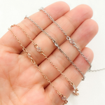 Load image into Gallery viewer, Cubic Zirconia Round 3mm Shape Connector With Chain Between
