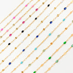 Load image into Gallery viewer, V295TURGF. 14K Gold Filled Turquoise Color Enamel with Paperclip and Diamond Cut Marina Links