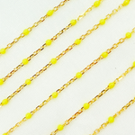 Load image into Gallery viewer, Gold Plated Sterling Silver Enamel Yellow Color Cable Chain