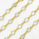 Load image into Gallery viewer, Sky Blue Topaz Round Shape Bezel Gold Plated Wire Chain