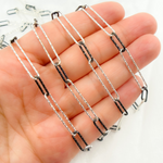 Load image into Gallery viewer, Black Rhodium & White Silver 925 Sterling Silver Diamond Cut Paperclip Chain