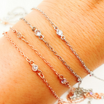 Load image into Gallery viewer, Cubic Zirconia Round 3mm Shape Connector With Chain Between