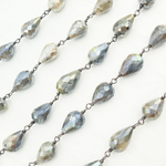 Load image into Gallery viewer, Coated Labradorite Pear Shape Oxidized Wire Chain