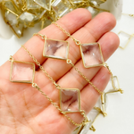 Load image into Gallery viewer, Crystal Rectangle Shape Bezel Gold Plated Wire Chain.
