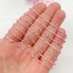 Load image into Gallery viewer, Sterling Silver Pink Color Enamel Chain