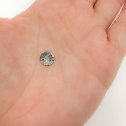 8MM Black Rhodium Sterling Silver Brushed Round Flat Disc Connector
