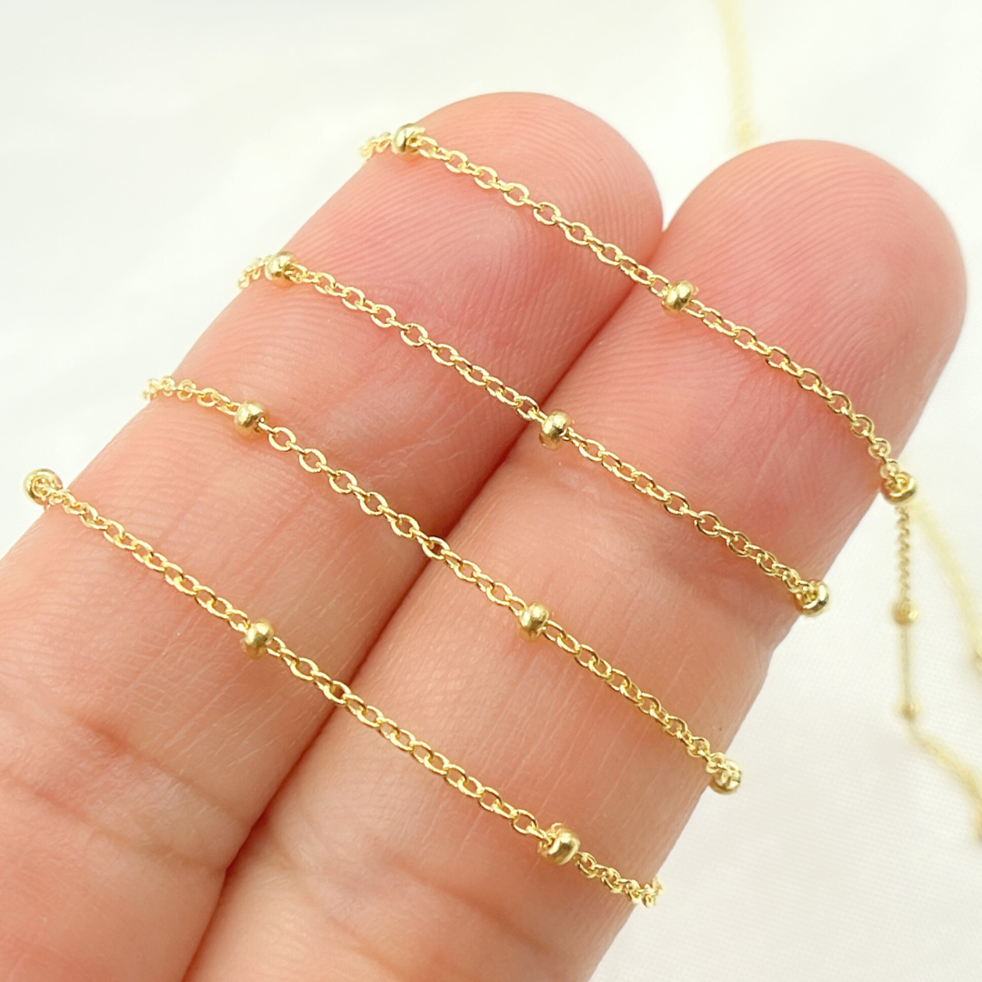 14k Solid Yellow Gold Satellite Bead Chain