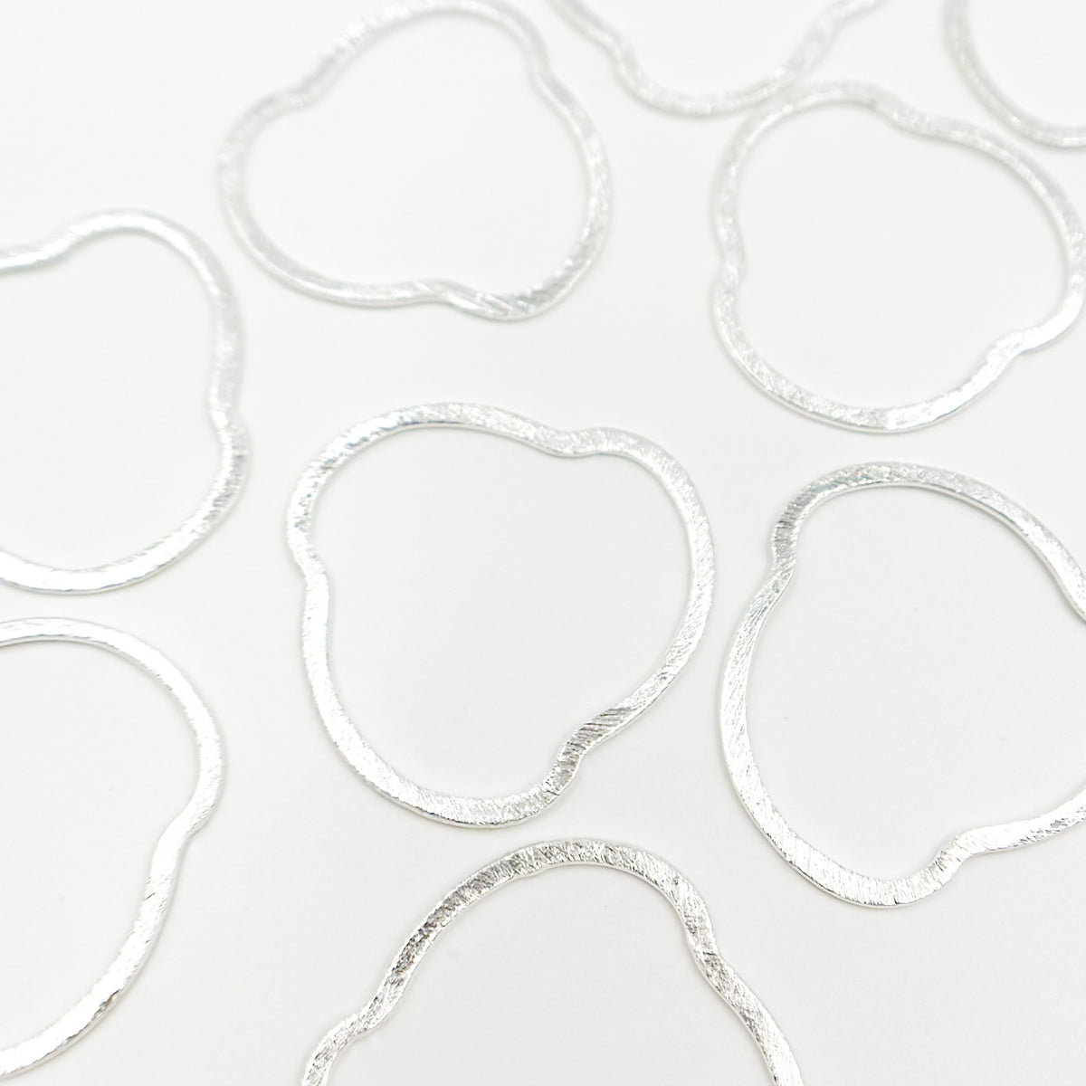 White Sterling Silver Brushed Uneven Connector