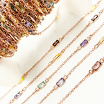 Load image into Gallery viewer, Multi Color Cubic Zirconia Rectangular Shape Connected Chain