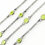 Load image into Gallery viewer, Peridot Round Shape Bezel Oxidized Connected Wire Chain