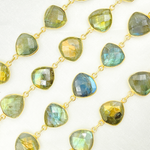 Load image into Gallery viewer, Labradorite Triangle Shape Bezel Gold Plated Wire Chain.