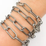 Load image into Gallery viewer, Oxidized Sterling Silver Textured Paperclip Chain