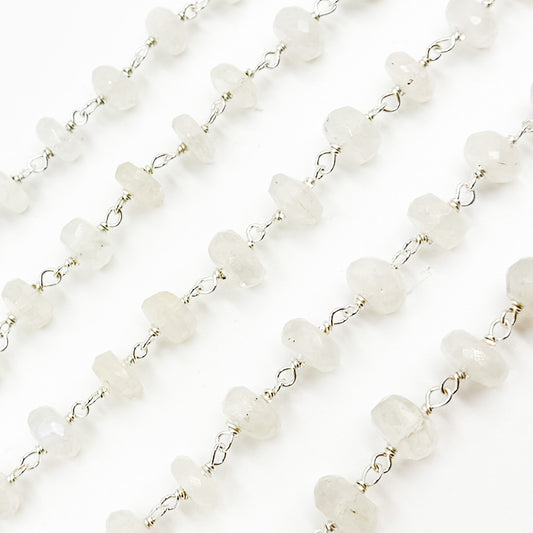 Rainbow Moonstone Sterling Silver Wire Chain