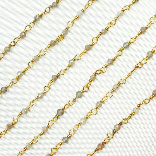 Coated Multi Moonstone Wire Wrap Chain