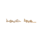 Load image into Gallery viewer, EFD53681. 14K Solid Yellow Gold and Diamonds LOVE Dangle Earrings