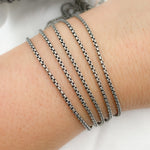 Load image into Gallery viewer, Oxidized Sterling Silver Round Box Chain