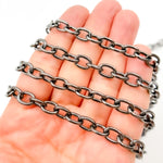 Load image into Gallery viewer, Black Rhodium Sterling Silver Oval Link Chain