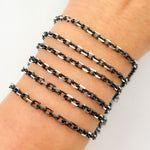 Load image into Gallery viewer, Black Rhodium Sterling Silver Diamond Cut Box Chain