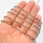 Load image into Gallery viewer, Labradorite Wire Wrap Chain made with Black Rhodium Sterling Silver