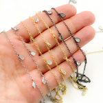 Load image into Gallery viewer, Created White Opal + CZ Pear Shape Dangle Chain