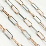 Load image into Gallery viewer, Rose Gold Plated & Sterling Silver Smooth & Diamond Cut Paperclip Chain