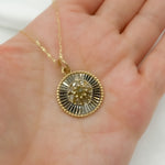 Load image into Gallery viewer, 14k Solid Gold and Sterling Silver Black Rhodium Diamonds Circle Charm