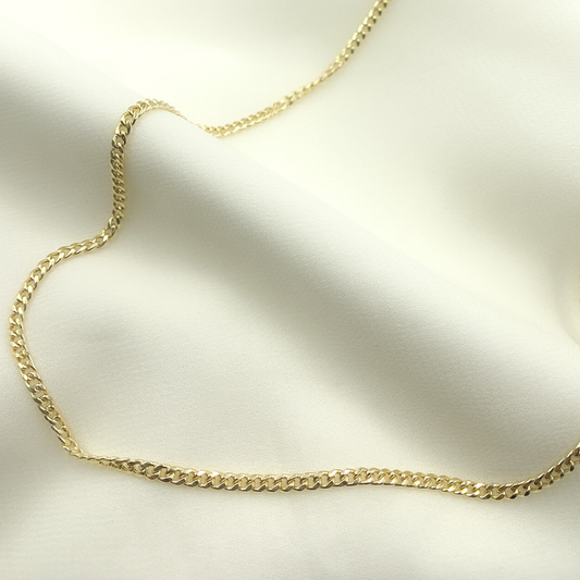 14K Solid Gold Hollow Curb Chain