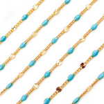 Load image into Gallery viewer, Gold Filled Turquoise Color Enamel Marina Link Chain