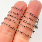 Load image into Gallery viewer, Sterling Silver Black Rhodium Smooth Cable Chain