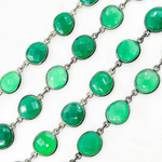 Load image into Gallery viewer, Green Onyx Organic Shape Bezel Oxidized Wire Chain.