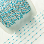 Load image into Gallery viewer, Sterling Silver Turquoise Color Enamel Chain