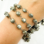 Load image into Gallery viewer, Pyrite Cube Shape Oxidized Wire Chain.