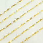 Load image into Gallery viewer, Gold Plated Sterling Silver Enamel White Color Cable Chain
