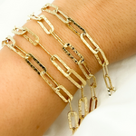 Load image into Gallery viewer, Gold Plated 925 Sterling Silver Flat Hammered Paperclip Chain