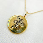 Load image into Gallery viewer, 14k Solid Gold Medallion Flower-Month Necklace