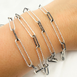 Load image into Gallery viewer, Black Rhodium & White Silver 925 Sterling Silver Diamond Cut Paperclip Chain